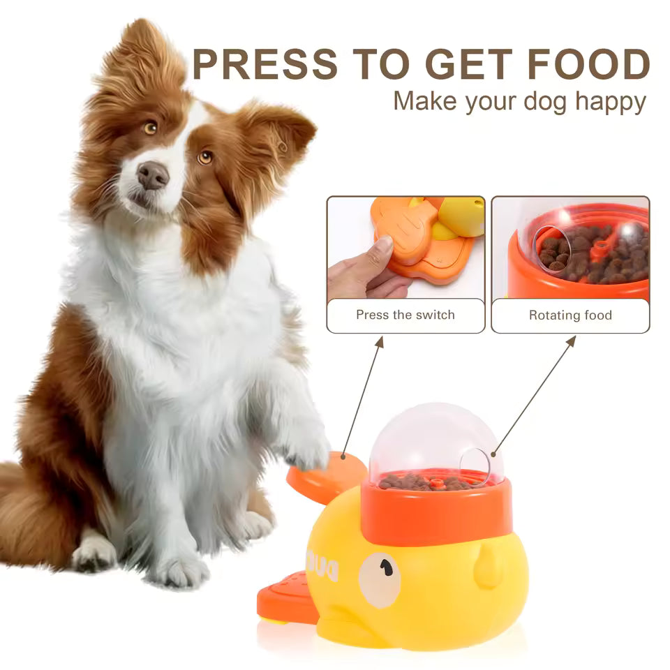 Yellow Duck-Shaped Interactive Dog Treat Dispenser – Durable Puzzle Toy & Slow Feeder