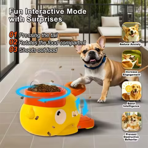 Yellow Duck-Shaped Interactive Dog Treat Dispenser – Durable Puzzle Toy & Slow Feeder