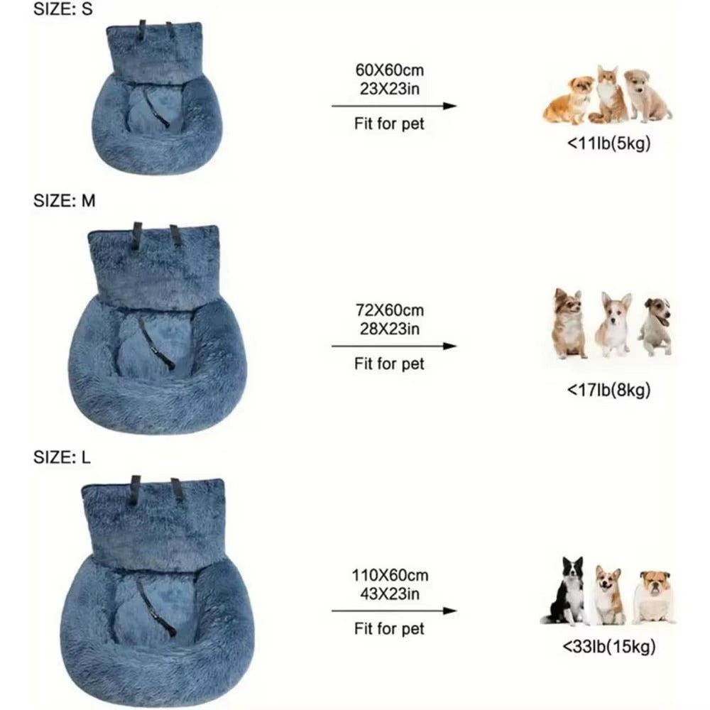 Winter Warm Detachable Dog Car Seat Cushion – Soft Cotton Booster Bed & Travel Mat for Pets