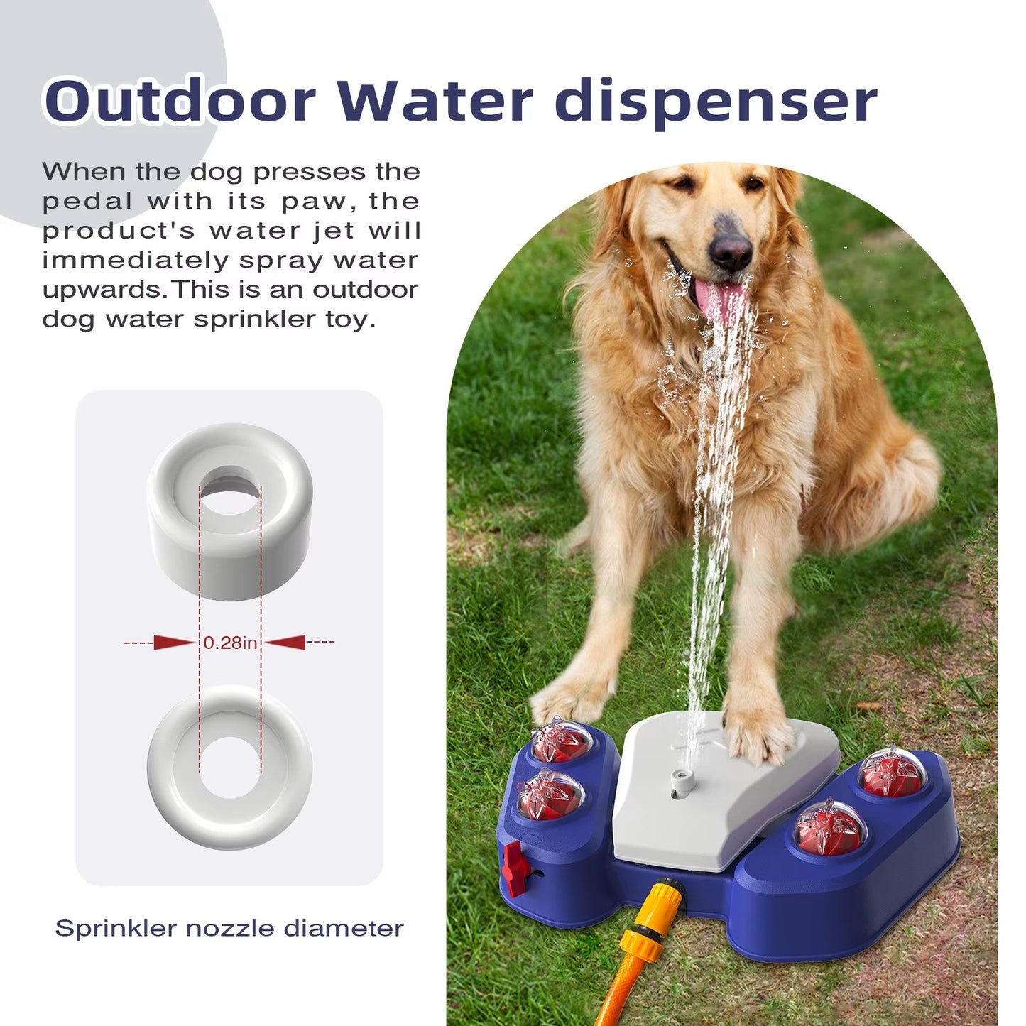 Dog Water Fountain Outdoor – Paw-Activated Sprinkler Toy & Drinking Dispenser for Small and Large Dogs
