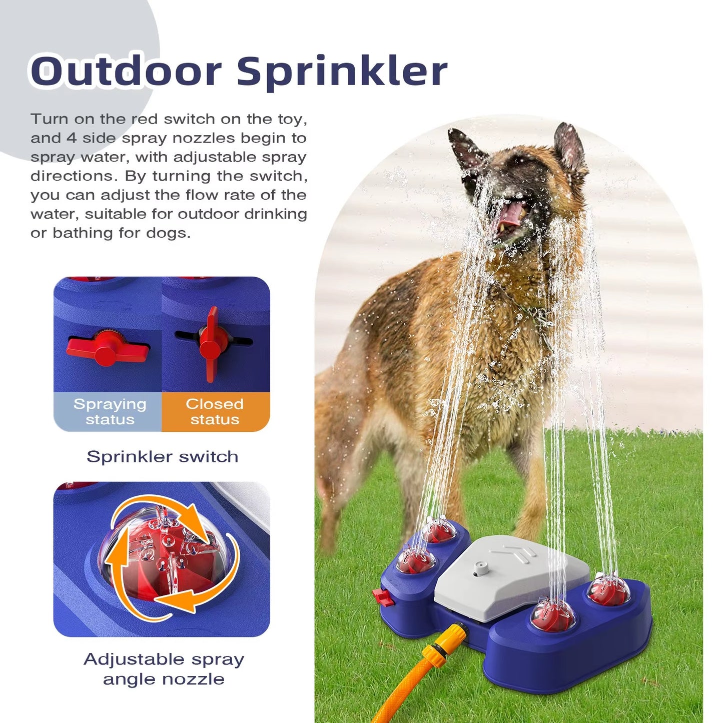 Dog Water Fountain Outdoor – Paw-Activated Sprinkler Toy & Drinking Dispenser for Small and Large Dogs
