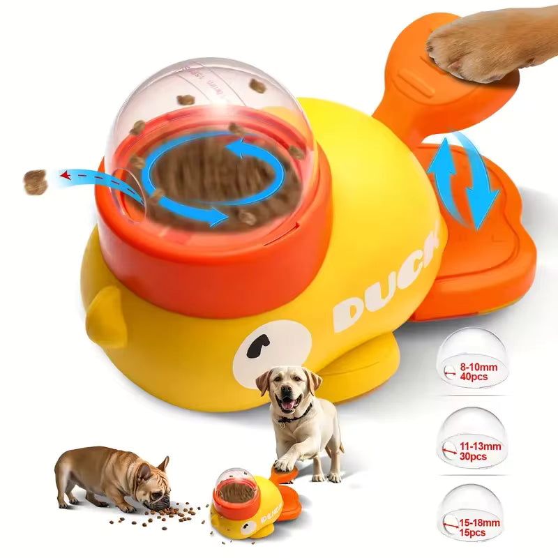 Yellow Duck-Shaped Interactive Dog Treat Dispenser – Durable Puzzle Toy & Slow Feeder