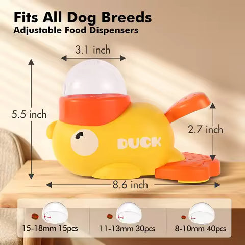 Yellow Duck-Shaped Interactive Dog Treat Dispenser – Durable Puzzle Toy & Slow Feeder