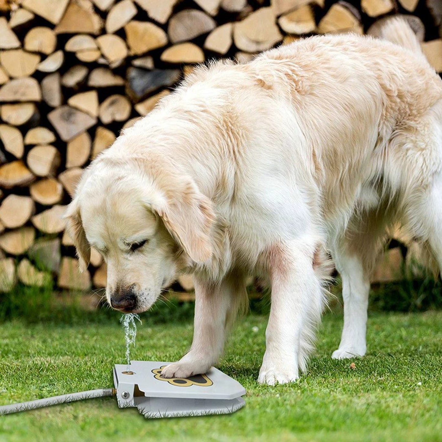Outdoor Dog Water Fountain – Heavy-Duty Metal Paw-Activated Sprinkler Toy and Water Feeder for Garden or Backyard