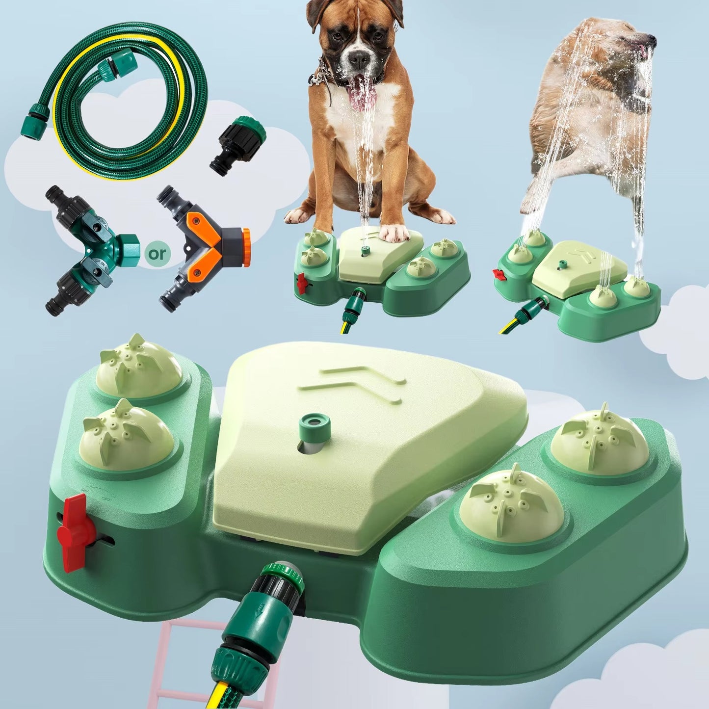 Dog Water Fountain Outdoor – Paw-Activated Sprinkler Toy & Drinking Dispenser for Small and Large Dogs