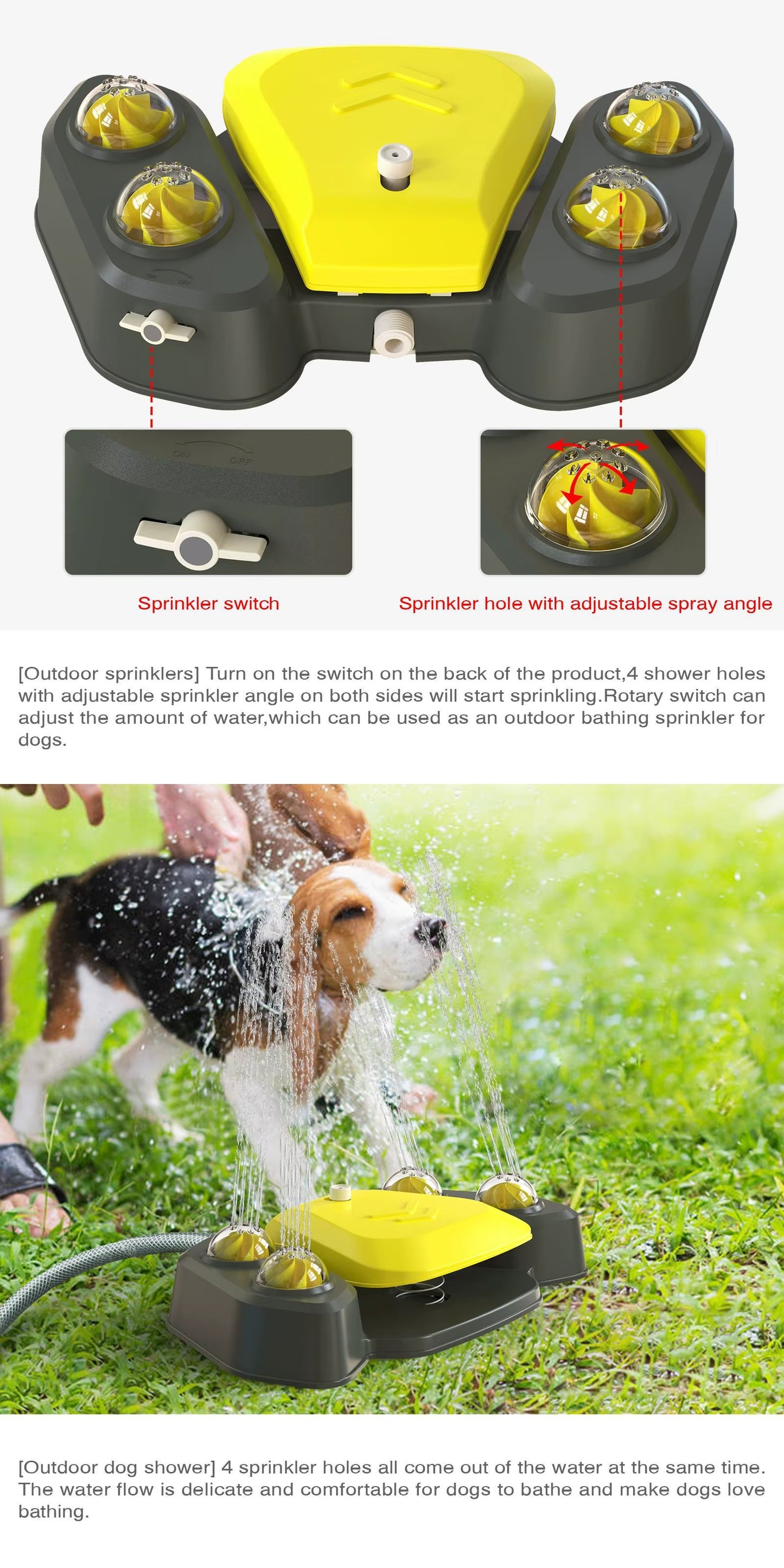 Dog Water Fountain Outdoor – Paw-Activated Sprinkler Toy & Drinking Dispenser for Small and Large Dogs