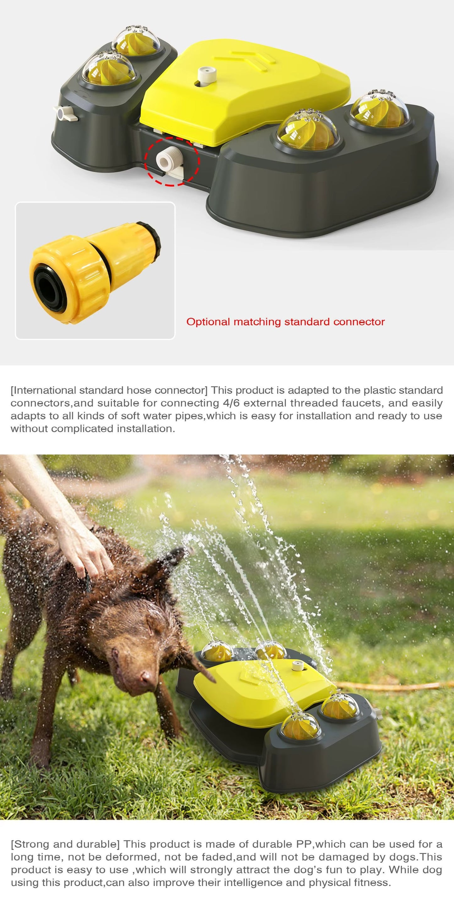 Dog Water Fountain Outdoor – Paw-Activated Sprinkler Toy & Drinking Dispenser for Small and Large Dogs
